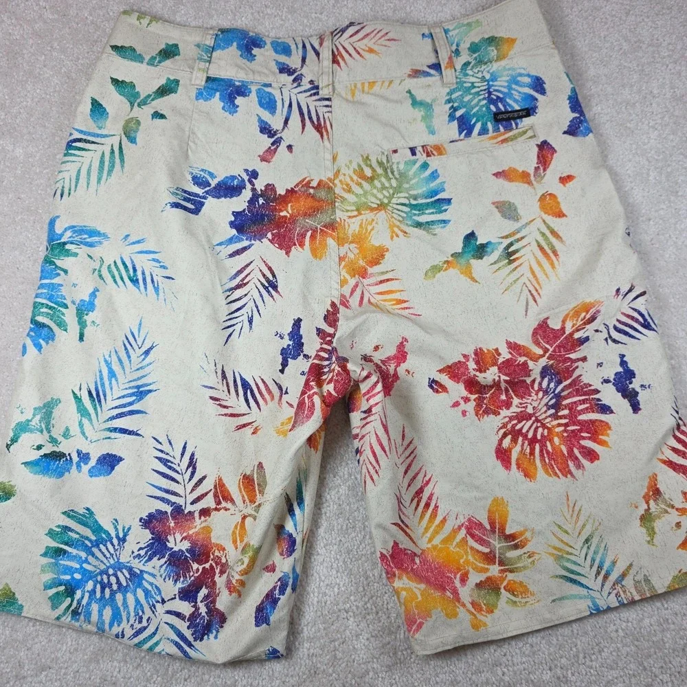 Vans Vanphibian Hybrid Shorts Mens 30 Beige Tropical Leaf Print Casual NWT
